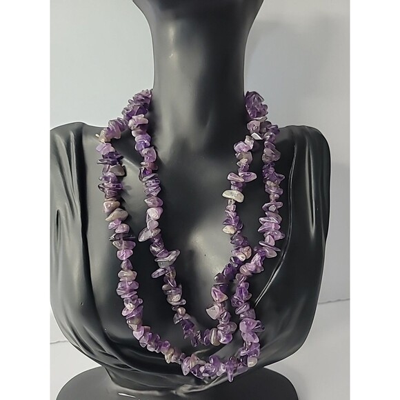 Vintage Premier Designs Purple Stone Chips Beaded Necklace Flapper Opera Jewelry - Picture 2 of 15